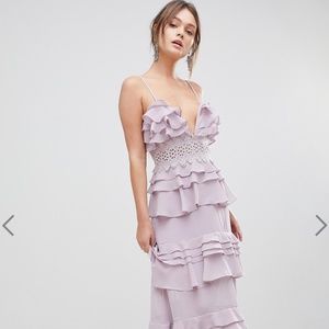 Lilac Frill Layered Maxi Dress